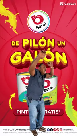 ¡Atención a todos nuestros clientes! 🎉 En Berel sucursales Bosques y Tecamachalco, estamos emocionados de ofrecerte un increíble regalo: un pilón de galón en tu próxima compra. 🎁 No te pierdas esta oportunidad de llevarte más por tu dinero. ¡Visítanos hoy mismo y aprovecha esta oferta exclusiva! 🏃‍♂️💨 #Berel #Promoción #Regalo #Pintura #Bosques #Tecamachalco #ofertaespecial 