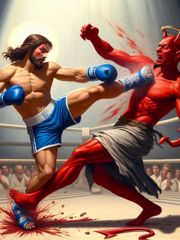 The battle of jesus and devil in the ring #jesus #devil #combat #boxing