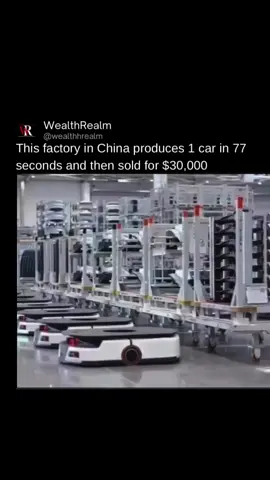 In this factory in China, robots are producing cars quite rapidly, with one car being produced every 77 seconds! The Xiaomi SU7 is sold for $30,000 and comes with appealing features. Love this content? Follow @wealthrealm for more🤩 #machine #machinelearning #ai #robot #innovation #automation #future #tech #technology #artificialintelligence 