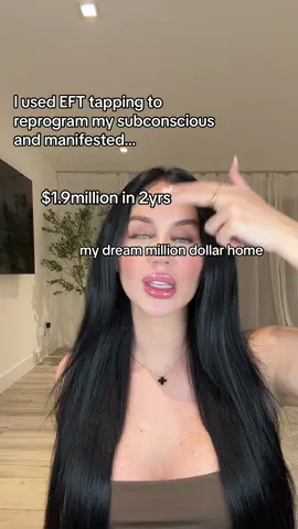 I TAPPED MY WAY TO 7 FIGURES ⬇️ EFT = emotional freedom technique. This tapping method is one of many I used to release old money blocks & regulate my nervous system to begin feeling SAFE around money Bc let’s be honest, when you’re broke af and have poor money habits, money can feel scary, icky, like the “root of all evil” and my subconscious made sure I always felt this way the deeper I fell into debt  Until I decided, I’m done. I’m done w the old programming, the limiting beliefs, the unworthiness, the broke mindset I decided manifesting money was it for me! And in 2 years I went from living in scarcity & debt to manifesting my first $1.9million, building a massive international community, buying my dream million dollar home, launching an insanely successful podcast, and the list goes on.. Regulating my nervous system was the missing link in manifesting. I could affirm all day long but if my brain said “NO! You’re a liar!” I would begin reacting to all my triggers again, throwing we me back into old thinking patterns.  This is why I incorporate NSR methods into my manifestation programs so we can undo the old programming once and for all, allowing the body to respond differently  WATCH MY FREE MANIFESTING MILLIONS MASTERCLASS 🔗 IN BIO  #manifestation #lawofassumption #feminineenergy #lawofattraction #magneticenergy #efttapping 