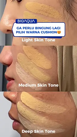 Swatch shade AQUALOCK Hybrid Cushion di 3 Skintone beda🫵🏻 Bisa dipakai dari mulai Light Skintone, Medium sampai deep!😍 #BIOAQUA #GuncangGajian #WIBGAJIAN #cushion #LockYourLook #HybridMakeup 