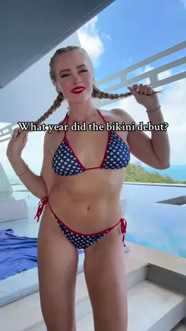 What year did the bikini debut? #blonde #braids #bikini #trivia #triviagirl #explore #explorepage #viral 
