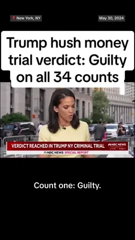 BREAKING: Donald #Trump is found guilty of all 34 counts of falsifying business records related to a 2016 hush money payment to Stormy Daniels, becoming the first U.S. president to be convicted of a crime.
