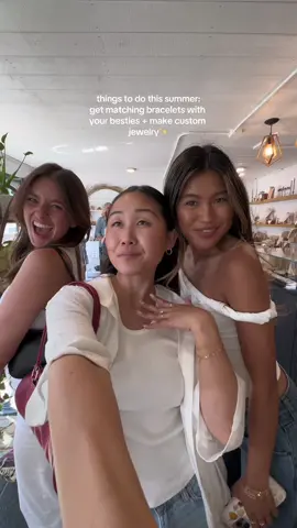 the gals & i had so much fun picking out matching forever bracelets then taking a ring making workshop at teressa lane jewelry in carlsbad ✨🌴🐚👯‍♀️ @Teressa Lane Jewelry #carlsbad #summeractivities #summerideas #besties #permanentjewelry 