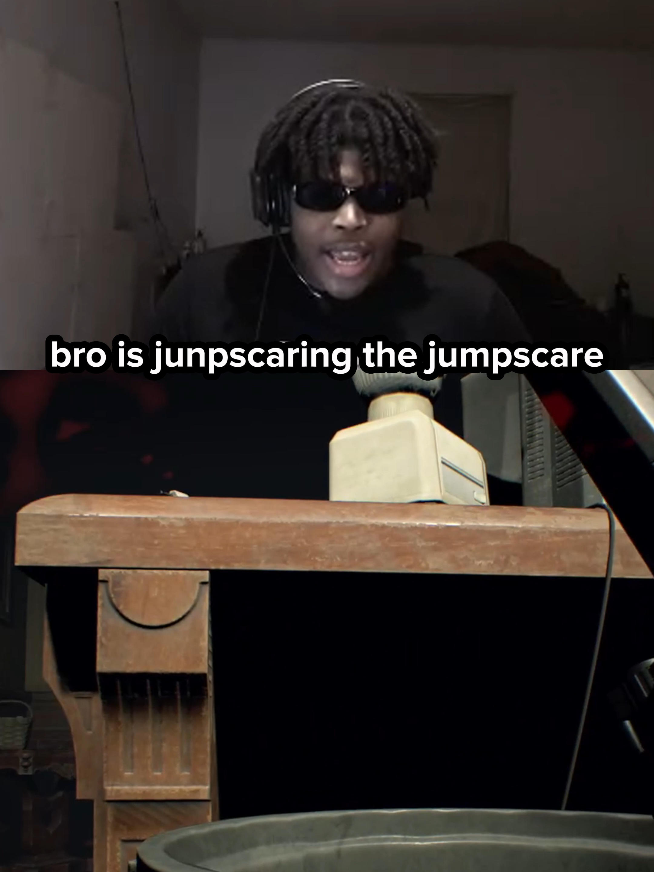 bro is jumpscaring the jumpscare 😂 (Twitch: HeyyVance) #residentevil7biohazard #re7 #scarygames #jumpscare #fypage #viral #funny #gaming #heyyvance