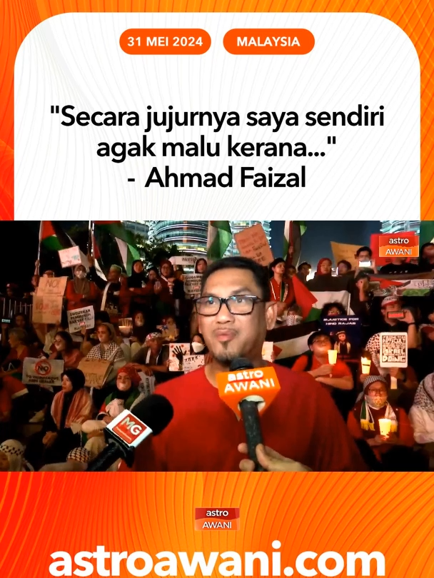 Pemimpin politik, Datuk Seri Ahmad Faizal Azumu menyatakan beliau agak malu kerana tekanan dan semangat yang ditunjukkan ke atas penduduk Gaza di negara ini tidak sehebat di negara luar. #AWANInews