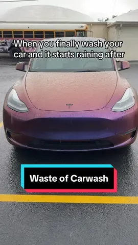 This is why i can never wash my Tesla 😭😭 #tesla #modely #teslatok #teslaflex #carwash #rain 