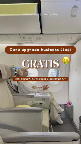GRATIS upgrade business class pesawat batik air, kalau kamu lakuin hal ini🤑 [Save and Share] 1. Download aplikasi “book cabin” @BookCabin  2. Order penerbangan domestik/non domestik dengan menggunakan maskapai batik air 3. Check in pertama (sebelum 12 jam menuju keberangkatan) 4. Informasi upgrade tiket akan dishare ke email dan WA terdaftar 5. Pesawat ekonomi classmu siap di upgrade ke business class Fasilitas apa aja sih yang didapat kalau misalnya tiket ekonomi kita di upgrade ke bisnis? 🤑Luxurious comfort, because you deserve it 🤑Priority services, ensuring a seamless airport experience 🤑Gourmet dining, for a truly delectable journey 🤑Exclusive lounge access, before takeoff. your coins Pada mau coba gak? #bookcabin #upgradepesawat #businessclass #seputarpesawat #batikair #solotravel #backpacking #travelmentor #reviewbatikair #businessclassbatikair #lionairgroup 
