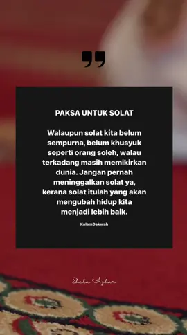 Cara-cara menjaga solat 5 waktu : 1) Buat solat taubat  2) Solat diawal waktu  3) Qada solat yang tertinggal  4) Paksa diri untuk solat walaupun rasa terpaksa  5) Berdoa semoga diri diteguhkan keimanan  6) lstighfar jika terniat untuk tinggalkannya Kredit : Hamba Allah #jagasolat #solattiangagama #solatlimawaktu #selfreminder #jagasolatallahjagakita #muslimreminder #agamaitunasihat #hijrahkudakwahku #bismillahfyp 