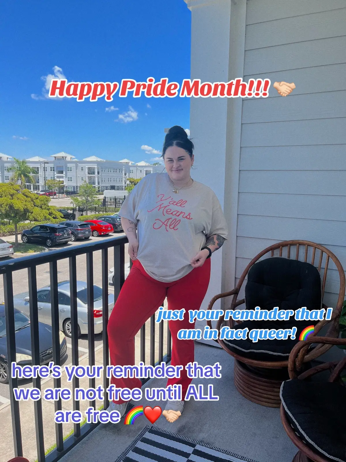 This month means so much to me because it took me a long time to reach a place where I could come out and tell everyone I am in fact queer. It makes me sad so often people erase my queerness but I am not valid just because someone says I am! I am so thankful for my love and support through the years even if thats not everyones reality. You are safe with me. You are loved by me. Your journey is YOUR journey and I will support no matter where you are. Remember, we are not free until ALL are free. 🤝🏻🌈❤️✨🍉  #pridemonth #Pride #queer #queertiktok #queertok #pridemonth🏳️‍🌈 #pridetogether #yallmeansall 