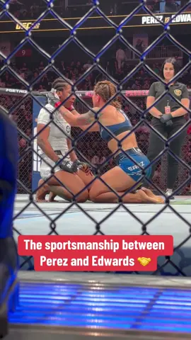 Ailin Perez and Joselyne Edwards seemingly squash their beef after their fight at #UFC302 👏 #UFC #MMA #combatsports #respect #womenssports 