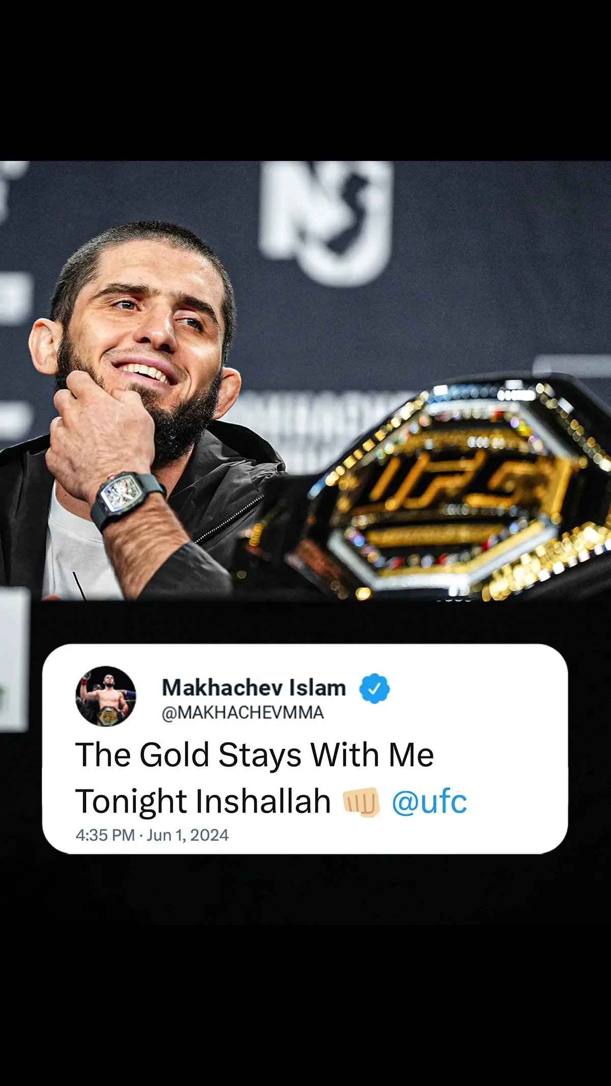 #IslamMakhachev is confident in retaining the #UFC lightweight title prior to #UFC302 😤🏆 #MMA #combatsports #DustinPoirier #champion 