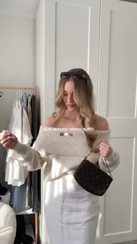 Cosy sunday outfit for winter in australia ⛈️ #offshoulder #autumnfashion #winteroutfit #winterstyle #australianfashion #knitwear #vintagelv 