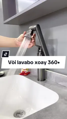 Vòi lavabo nóng lạnh thiết kế xoay 360 độ, chất liệu inox 304 sơn tĩnh điện. Biến vòi rửa của bạn thành sen đa năng|•|•|•| #voilavabo #lavabo #nhatam #noithatgiadung #xuhuongtiktok #thinhhanh #noithatphongtamdep 