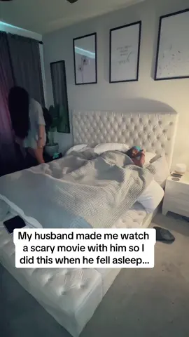 I bet he wont ask me to watch another scary movie with him 🤣🤦🏾‍♀️ #couplecomedy #husbandandwife #prank #reaction #funny #humor #ilymost 