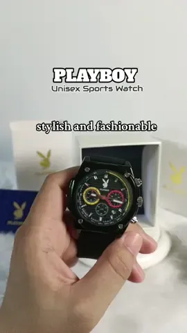 New PLAYBOY Unisex Watch Chronograph Fashion Black Silicone Sports Watches for Man and Women #playboy #playboywatch #sportwatch #waterproofwatch #watchformen #watchforwomen #unisexwatch 