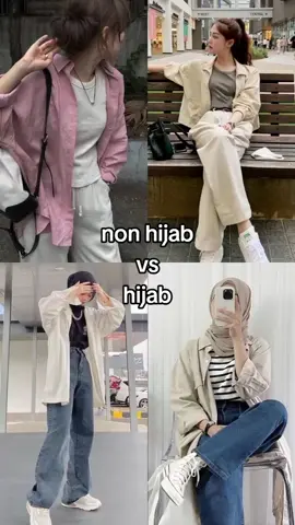 style inspo hijab vs non hijab #fyp #styleinspo #hijab #hijabers #OOTD #kemeja #kemejaflanel #girls #fashion #outfit #outfitideas #kemejawanita #outfitinspo 