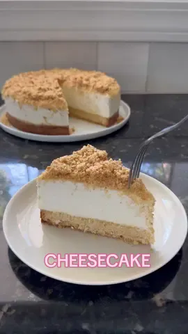 CHEESECAKE — this is my mom’s famous cheesecake recipe. It has a shortbread crust and a creamy filling that’s topped with a delicate crumble. Posting the recipe on my Substack!  #cheesecake