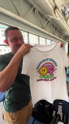 Giving each other unhinged shirts before our cruise 😂 #shirtswap #unhinged #cruising 