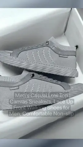 Men's Casual Low Top Canvas Sneakers, Lace Up Front Walking Shoes for Men, Comfortable Non-slip Sneakers for Daily Wear 