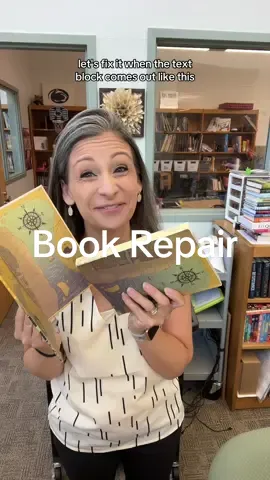 It might be in two pieces, but we are so glad it’s back! #books #repair #asmr #satisfying #bookish #BookTok #librariansoftiktok #middleschool #library #fix #Inverted 