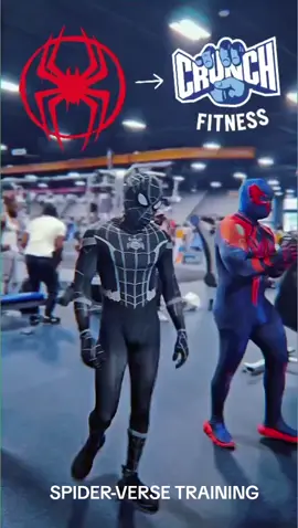 You wanna be the best SpiderMan you can be. Start your basic training now LMAO 🤣🤣🤣  Symbiote - @Dubbie Dot  2099 -  me lol #cosplay #spiderman #spiderverse #crunchfitness #gym #gymmotivation  #cosplayer #marvel 