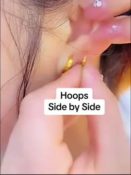 Wearing Gold Hoops Side by Side👌😄 #goldhoops #gold #DIY #hoops #hoopearrings #piercing #jewelry #jewellery #fashion #gift #fyp #foryou #foryoupage #capcut #tiktok #conslounge 