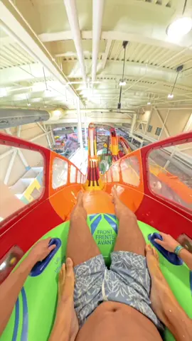 Riding the world’s first reverse aqualucent water slide #waterpark #pov #summer 
