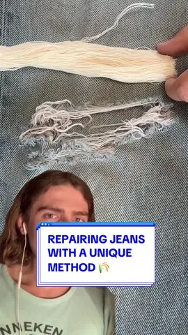 Replying to @eco_drea  Here’s how to repair jeans using basting thread and why the method is useful! #denim #sewing #repair #slowfashion #DIY #menswear #howto 