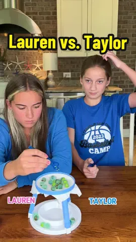 Sister vs. Sister in the marble game!! If the marbles fall through, you lose! #familygamenight #FamilyFun #familygames #newgame #challenge #sisters #competitive 