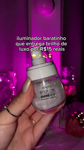 BODY ON SHINE FENZZA MAKE UP ✨💫 💵 Preço: R$15,00 reais  👉🏻 Geleia de brilho enriquecida com Vitamina E, apresenta uma textura leve e de secagem rápida, evitando qualquer sensação oleosa na pele 🧖🏻‍♀️ Sua fórmula exclusiva proporciona um efeito iluminado ⭐️ Gostou do vídeo? já me segue no @audria.naomi para mais dicas de autocuidado 💖 #autocuidado #dicasdeautocuidado #maquiagem #iluminadorcorporal #iluminador #glitter #brilho #fenzza #fenzzamakeup #shine By: @Fenzza Make Up 