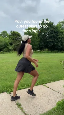 Pov: you found the cutest skirt to go for a jog🏃🏾‍♀️ #letsgoforajog #cuteskirt #workoutskirt #tennisskirt #tennisskirtoutfit #runningoutfit #joggingoutfit #jogger #runner 
