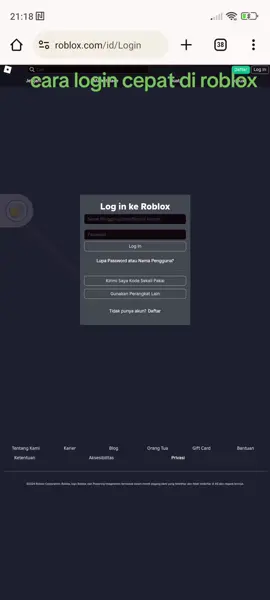 cara login cepat di roblox