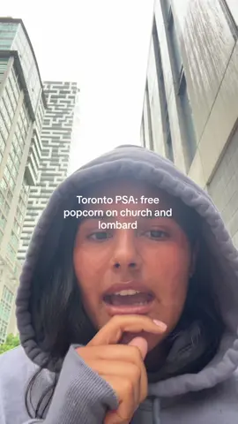 FREE POPCORN say less. Grab it while you can!!! It is the perfect weather for a movie marathon🙈                #toronto #psa #viral #fyp #foryoupage #popcorn #freepopcorn #free #movie #rainyweather #Vlog #satire #joke #funny 