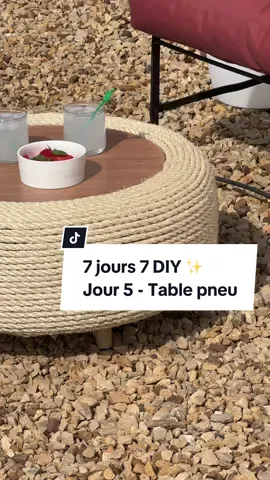 (Publicité) 7 jours 7 DIY ✨ Jour 5 🔥Table basse en pneu x Leatherman   Difficulté du DIY ⭐️ 2/5 Matériel : - Outil multifonctions Wave+ @Leatherman Tools  - Pneu usé récupéré dans un garage - 2 planches bois (OSB + contreplaqué) - Ficelle + vis + crayon - Scie sauteuse - Lasure incolore + pinceau - Colle haute performance extérieur - Pistolet à colle chaude - Cordage sisal 10mm x 50m - 5 pieds inclinés en bois  Sympa cette petite table de jardin DIY n’est-ce pas ?? ❤️ À votre tour de créer ! #DIY #7jours7DIY #doityourself #jardin #diyexterieur #upcycling #table #tablepneu #creation #tableexterieure