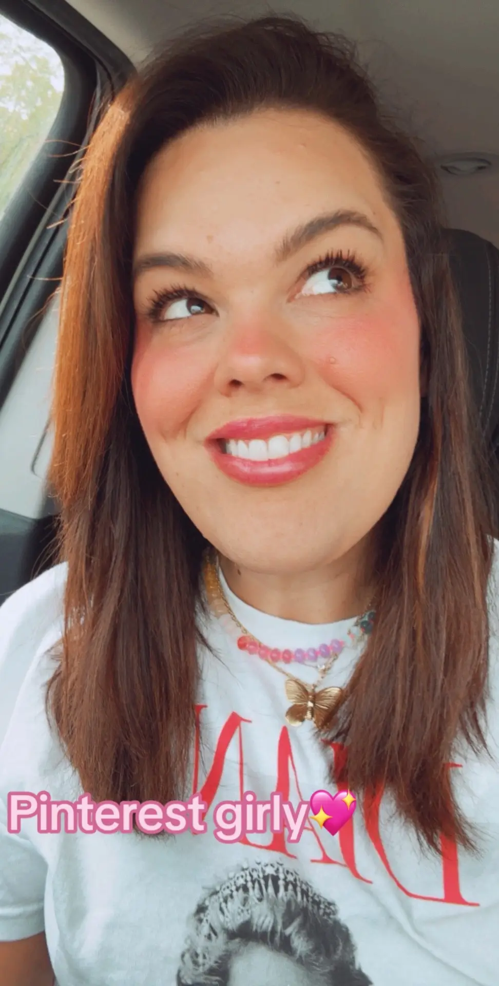 Shopping on pinterest is my best kept secret😚  #pinterest #fyp #foryoupage #girly #shopping #Summer #confidence #roadto1k #itgirl  Graphic tee @girl tribe co.  Rainbow necklace @anthro  Butterfly necklace @Coral Boutique 