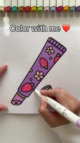 Replying to @Sophia🦕 Cosmetics easy coloring book: lip gloss 🍓  #coloring #coloringbook #adultcoloringbook #coloringbookforadults #cosmetics #makeup #lipgloss #strawberry #markers #colorwithme #coloringtutorial #StressRelief #anxietyrelief #satisfyingvideos #fyp 