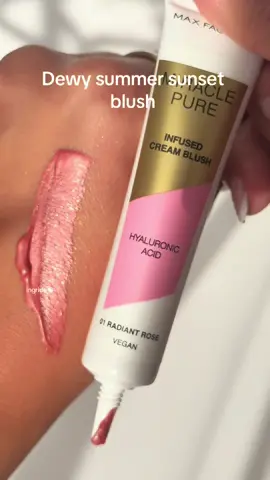 ✨ besties, I’ve found a glowy summer blush that would literally make your skin look sun kissed and dewy ☀️ Follow me for more beauty tips, reviews, tutorials 🌸 @Max Factor MIRACLE PURE INFUSED CREAM BLUSH HYALURONIC ACID in shade 01 RADIANT ROSE Available at @LOOKFANTASTIC code LFTFINGRIDAG for money off. @Boots UK  🌸 a flush of colour infused with care! Max Factor’s Miracle Pure Cream Blush contains a moisturizing complex that plumps and hydrates while adding a buildable glow to the complexion. Infused with hyaluronic acid and squalane, the formula has a lightweight, creamy and silky texture that transforms skin, giving a day-long glow that also leaves the skin looking fresh and healthy.  🌸 It’s a skin-improving blush that plumps and hydrates skin as you wear it 🌸 Highly pigmented vivid shades that give you healthy, glowing skin 🌸 Creamy and non-sticky formula allows for effortless blending 🌸 Radiant lightweight formula gives 24 hours hydration 🌸 100% vegan; Enriched with hyaluronic acid & squalane Do you prefer cream or powder blushes? Please do not post / share without my permission  🏷️ asmr liquid cream luminous blush highlighter makeup unboxing max factor blush #maxfactor #luminious #glowymakeup #asmr #blush #pinkblush #sunsetblush #makeuptips