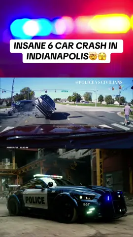 INDIANAPOLIS | Insane 6 car crash in Indianapolis.. imagine just driving and a car land perfectly on your hood😂🤦‍♂️ #cops #police #fypツ #viral 