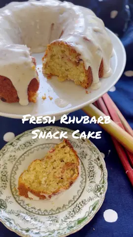 It’s rhubarb season and this snack cake is a cinch to throw together, the hardest part is waiting for it to come out of the oven⏲️ I love the sweet and sour notes of rhubarb, so when my husband came home with an armload from a sweet roadside stand I knew I had to get to work. It was a weeknight so I needed something easy, and this cake was born. You can prep the cake in one bowl, no fancy mixer needed. The glaze is quick to stir up while the cake bakes. If you have leftover rhubarb just wash, slice, and freeze in baggies🥣 The littles in our house ate this up, the rhubarb isn’t overpowering but gives enough flavour to please the grown ups too👌 So get your cup of coffee or glass of milk ready and for the cake grab: 🥄2 cups all-purpose flour  🥄1/2 tsp salt  🥄3 tbsp baking powder  🥄1/2 cup white sugar  🥄1 egg  🥄1 tbsp vanilla extract 🥄1/2 cup butter, melted  🥄1 cup milk  🥄2 cups thinly sliced rhubarb stalks For the icing: 🥄1 cup powdered sugar  🥄1/4 cup heavy cream  🥄2 tsp vanilla bean paste (can substitute vanilla extract)  Preheat oven to 350F. Grease your bundt pan.  In a large bowl combine dry ingredients. Add  egg, vanilla, melted butter, and milk. Stir until well combined. Fold in rhubarb.  Spoon cake batter into bundt pan and spread to evenly distribute it. Bake for one hour.  In the meantime combine all of the icing ingredients in a small bowl and stir until smooth.  Remove cake from oven and allow to cool for 15 minutes, then turn onto wire rack. When almost completely cooled, pour your icing over the cake. Feel free to spread it out a bit if you like.  Enjoy while still a smidge warm or allow to finish cooling if you can ☺️ #easydessert #rhubarbrecipes #rhubarb #easybaking #snackcake #sundaybaking #springrecipes 