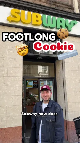Footlong cookies at subway are actually a thing and not a myth!! 🤯😍 You can get them in the UK subways i think its for the euros maybe?! ⚽️ You also can get footlong churros and footlong wraps too! #uk #ukfood #subway #thedarcytwins #cookie 