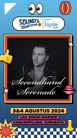 [23RD GUEST STAR SOD VOL 6] Buat pertama kalinya, SOD Festival undang artis INTERNASIONAL‼️ Setelah jauh-jauh gue pergi ke USA, akhirnya berhasil juga bawa SECONDHAND SERENADE ke SURABAYA🙌 Sampai jumpa dan selamat bersenang-senang yaa!😉 #SODVol6 #SODFestival #SoundsofDowntown #FestivalUntukSemua #KonserSurabaya #KonserJatim #foryou 