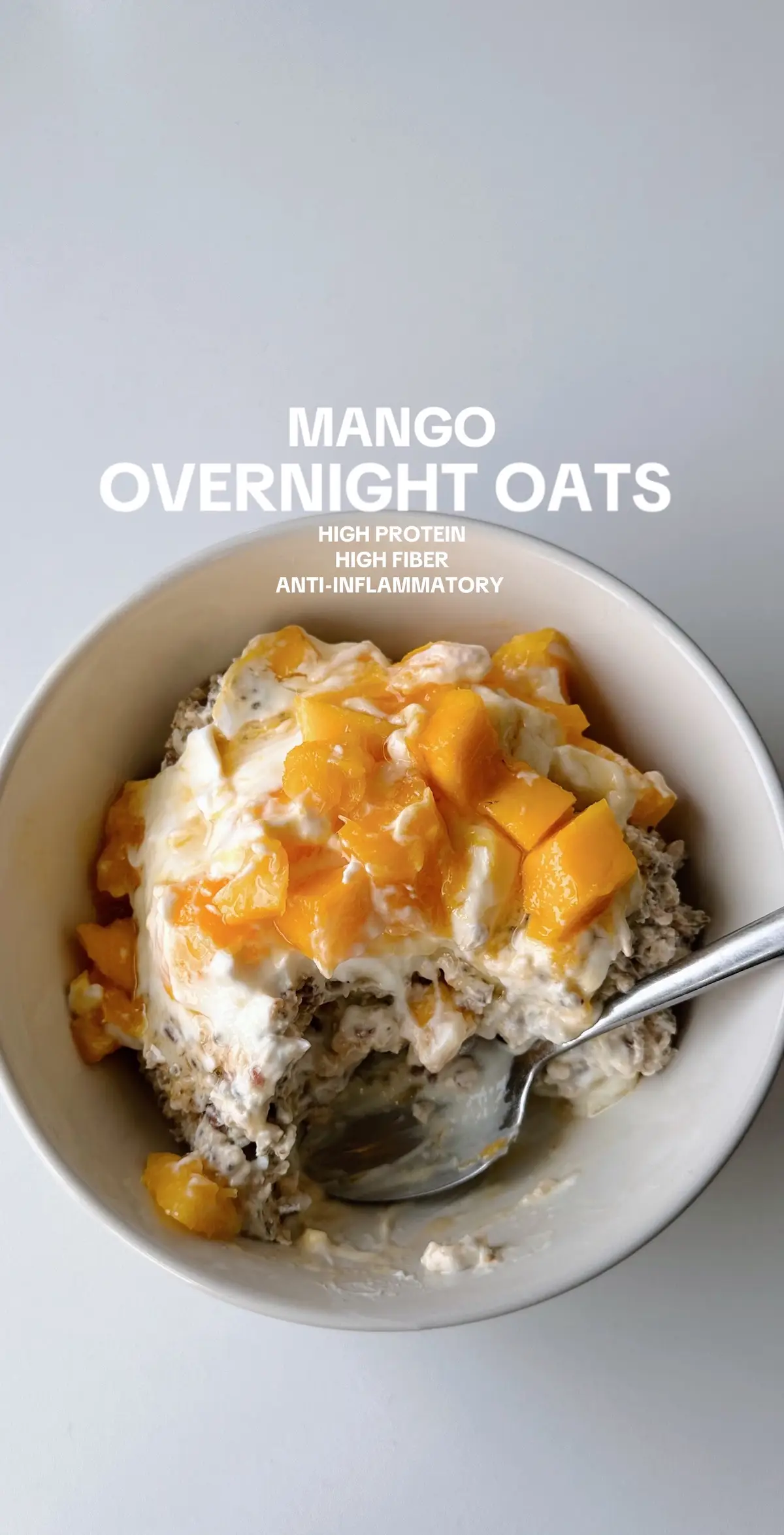 like who thought cold oatmeal would slap this hard? 🌞 #oatmeal #overnightoats #highproteinovernightoats #mango #mangoovernightoats #highproteinmeals #highproteinbreakfast #antiinflammatory #antiinflammatorymeals #antiinflammatorybreakfast #highfiber #highfibermeals #highfiberbreakfast 