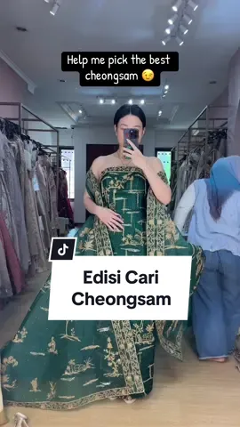 Bantuin pilihin dong guys! 😌🙏🏻 Bagusan yang nomor berapa? 🤔 #cheongsam #sangjit #dress #jakarta #indonesia #wedding 