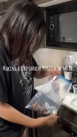 Making a white chocolate shaken espresso at my hubbys RV ☕️ this is my favorite drink to make ☺️ #rvlife #summertime #rvliving #rvtiktok #nespresso #whitechocolatemocha #fyp #DIY #baristaathome #rvfamily #texasgirl #southtexas 