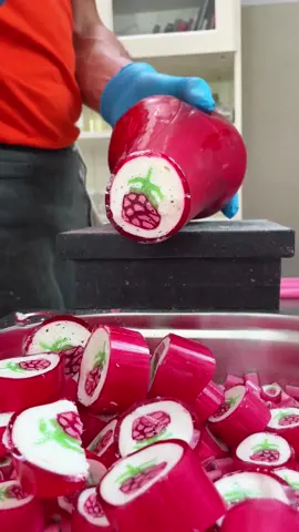 Cutting Open Raspberry Hard Rock Candy - SATISFYING ASMR (No Talking) #satisfying #asmr #candy #fyp #fy 