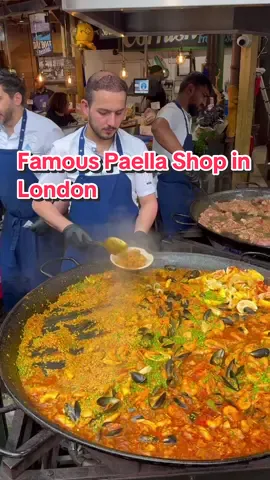Trying the famous Bomba Paella from Borough Market in London  #paella #seafood #seafoodpaella #london #londonfood #boroughmarket #seafoodtok #seafoodtiktok