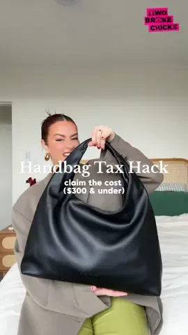 Disclaimer: THIS IS NOT FINANCIAL ADVICE. Please see the ATO website for more information and speak to a professional financial advisor or accountant if unsure. Here’s an example from the ATO on how it works 👇 “Elizabeth buys a handbag for $150 to carry her tablet and work diary between appointments with clients. She only uses the handbag to carry the work items and she carries another bag for her personal items. She does not use the handbag that carries her tablet outside of work hours. Elizabeth can claim a deduction for the cost of the handbag she uses to carry the work items. As the handbag costs less than $300 and is used 100% for work purposes, she can claim an immediate deduction for the full purchase price“.  This applies to eligible bags and cases used for work including a briefcase, laptop bag, satchel, luggage & a handbag in some circumstances.  You can claim an immediate deduction for items that cost $300 or less, if you use them more than 50% of the time for a work purpose. If your work handbag is worth $300 or more, you can claim a deduction for the decline in value over the effective life of the item.  Disclaimer: THIS IS NOT FINANCIAL ADVICE. Please see the ATO website for more information and speak to a professional financial advisor or accountant if unsure. #twobrokechicks #taxtime #eofy #handbaghack #everydayhandbag #workbag #moneytips 
