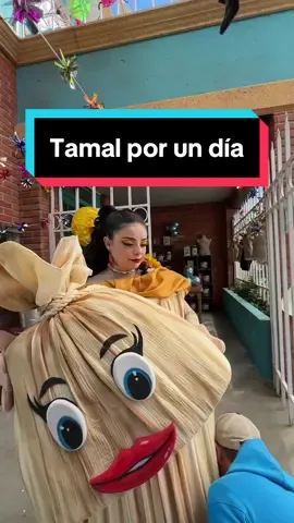Me vestí de tamal y fue muy complicado ponerme el disfraz porque se rompió #violetaisfel 