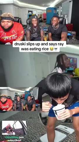 druski slips up and says ray was eating rice 😭💀 #kaicenat #druski #fyp #viral #kevinhart